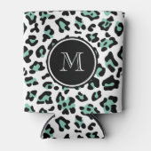 Mint Groen Zwart Leopard Dierenprint met Monogra Blikjeskoeler (Voorkant)