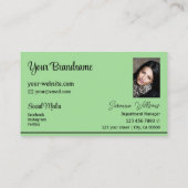 Mint Groen Zwart Strepen met Photo Professional Visitekaartje (Achterkant)