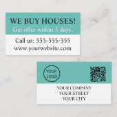 Mint Groen Zwart Vastgoed Realtor Wij kopen huizen Visitekaartje (Voorkant / Achterkant)