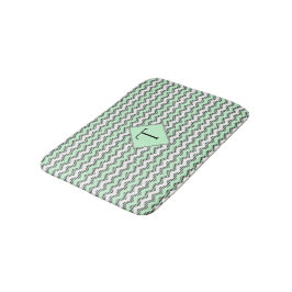 Mint-groen zwart-wit Chevron, aangepast monogram Badmat