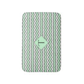 Mint-groen zwart-wit Chevron, aangepast monogram Badmat (Voorkant Verticaal)