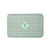 Mint-groen zwart-wit Chevron, aangepast monogram Badmat (Voorkant)