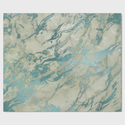 Mint Groene Abstracte Marble Glam Stone Brushes Cadeaupapier (Vlak)