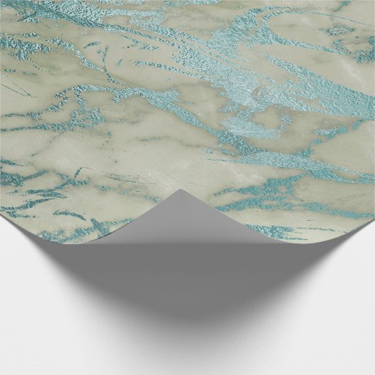 Mint Groene Abstracte Marble Glam Stone Brushes Cadeaupapier (Hoek)