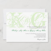 Mint-groene antiek grunge monogram bruiloft kaart (Voorkant)