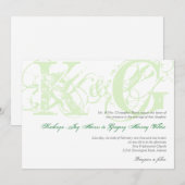 Mint-groene antiek grunge monogram bruiloft kaart (Voorkant / Achterkant)