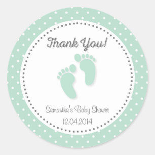 Mint Groene Baby Voeten Baby shower Sticker