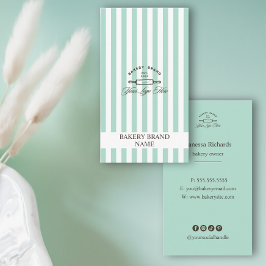  Mint Groene Bakkerij Logo Elegant Gestreept Visitekaartje