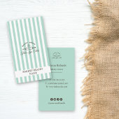  Mint Groene Bakkerij Logo Elegant Gestreept Visitekaartje