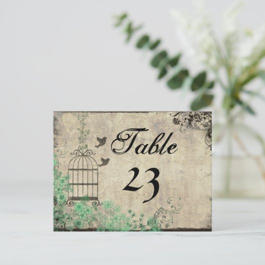  Mint Groene Birdcage Tafelnummers (Staand voorkant)