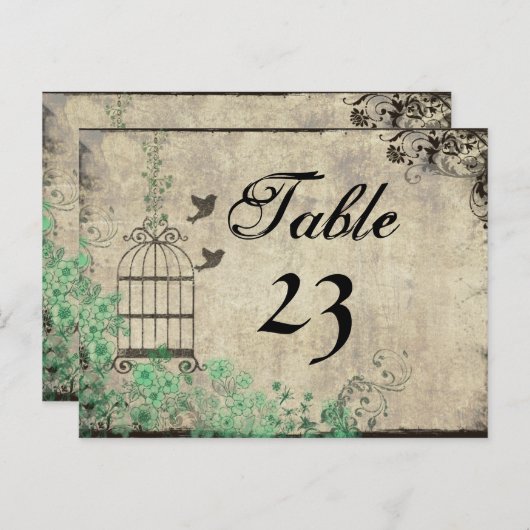  Mint Groene Birdcage Tafelnummers (Voorkant / Achterkant)