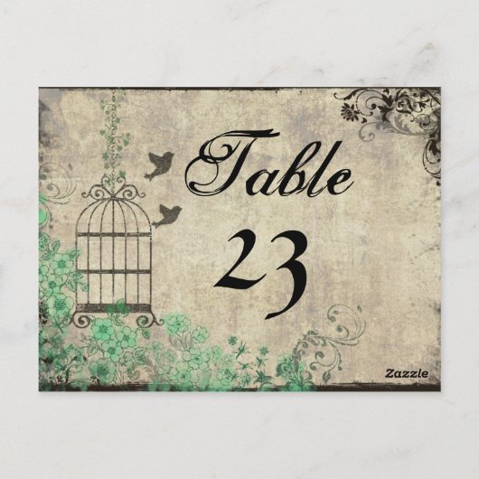  Mint Groene Birdcage Tafelnummers (Achterkant)