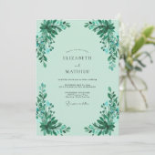 Mint Groene Blad Bruiloft Kaart (Staand voorkant)