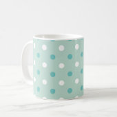 Mint-groene blauwe stippen koffiemok (Voorkant links)
