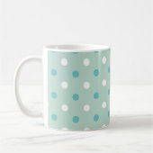 Mint-groene blauwe stippen koffiemok (Links)