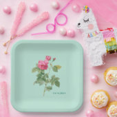  Mint Groene Bloem Papieren Bordje (Feest)