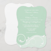 Mint Groene Bloemen Wervelbeugel Huwelijksuitnodig Kaart (Voorkant / Achterkant)