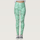Mint groene bloemenkant leggings (Voorkant)