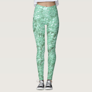 Mint groene bloemenkant leggings
