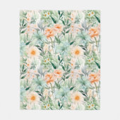 Mint Groene Blush Perzik Lente Waterverf Bloemen Fleece Deken (Voorkant)