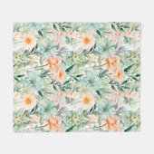 Mint Groene Blush Perzik Lente Waterverf Bloemen Fleece Deken (Voorkant (Horizontaal))
