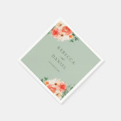 Mint Groene Boho Sinaasappel Wildbloemen Bruiloft Servet (Hoek)