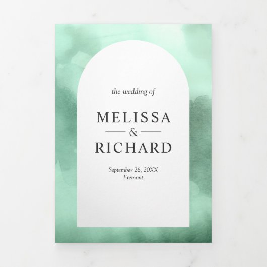 Mint Groene Boog Alles in Een Woestijn Cactus Brui Drieluik Uitnodiging (Cover)