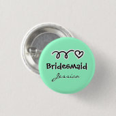 Mint groene bridesmaïde knoppen | gepersonaliseerd ronde button 3,2 cm (Voorkant /achterkant)