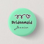 Mint groene bridesmaïde knoppen | gepersonaliseerd ronde button 3,2 cm (Voorkant)