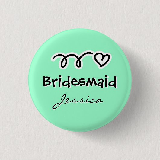 Mint groene bridesmaïde knoppen | gepersonaliseerd ronde button 3,2 cm (Voorkant)