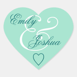 Mint Groene Bruiloft Envelop Seal Bruid bruidegom  Hart Sticker