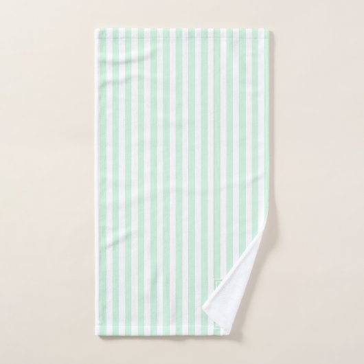 Mint Groene Cabana Strepen Monogrammed Initialen Bad Handdoek (Handdoek)