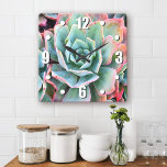 Mint-groene cactus, smakelijk, moderne vierkante klok<br><div class="desc">Cacti bloeit in de harsste van de woestijn. Dream van zonnige dagen en de vreedzame atmosfeer van een zomertuin wanneer je de tijd op deze verbluffende fotografie-muurklok controleert. Uw keuze uit een rond of vierkant klokgezicht. Maakt een geweldig cadeau voor het huishouden! U kunt deze muurklok gemakkelijk personaliseren. Stuur me...</div>