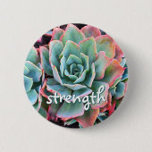 Mint Groene Cactus Succulent Foto Sterkte Script Ronde Button 5,7 Cm (Voorkant)