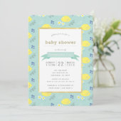 Mint Groene Citroen Bloemen Baby shower Uitnodigin Kaart (Staand voorkant)