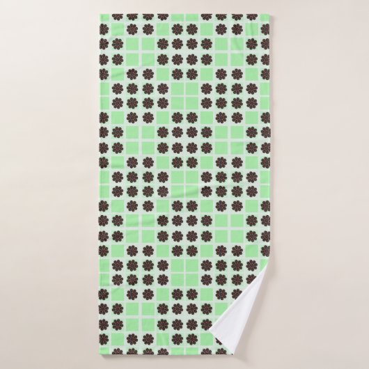 Mint groene crème en chocolade chip quilt patroon badhanddoek (Badhanddoek)