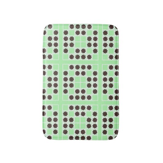 Mint groene crème en chocolade chip quilt patroon badmat (Voorkant Verticaal)
