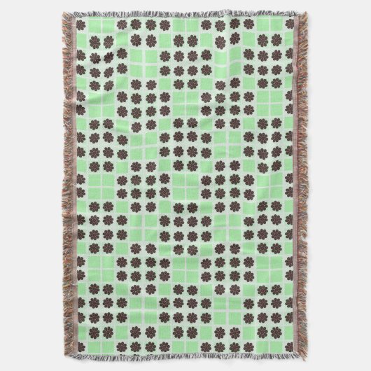 Mint groene crème en chocolade chip quilt patroon deken (Voorkant Verticaal)