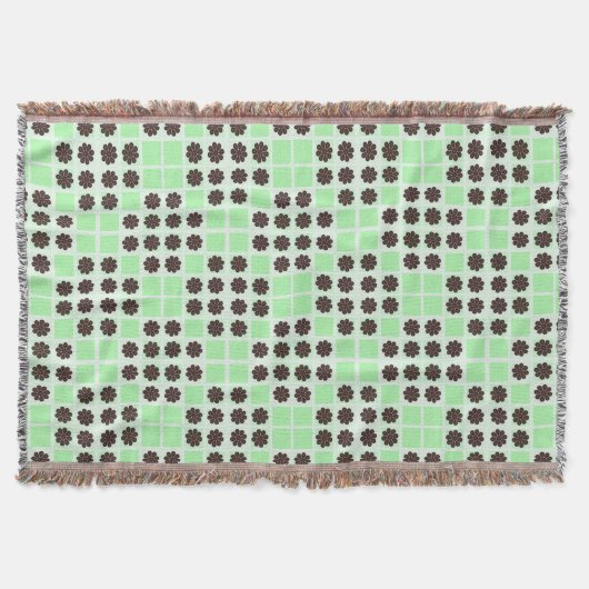 Mint groene crème en chocolade chip quilt patroon deken (Voorkant)