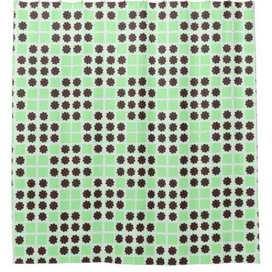 Mint groene crème en chocolade chip quilt patroon douchegordijn (Voorkant)