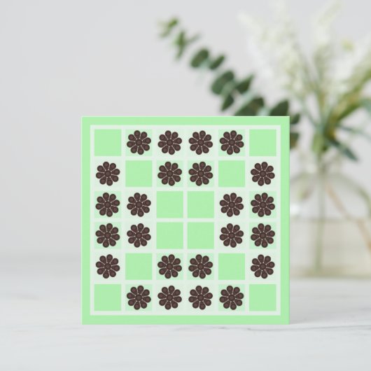 Mint groene crème en chocolade chip quilt patroon kaart (Staand voorkant)