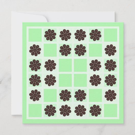 Mint groene crème en chocolade chip quilt patroon kaart (Voorkant)