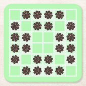Mint groene crème en chocolade chip quilt patroon kartonnen onderzetters (Voorkant)