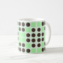 Mint groene crème en chocolade chip quilt patroon koffiemok