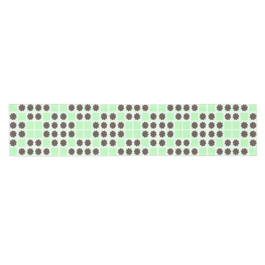 Mint groene crème en chocolade chip quilt patroon korte tafelloper (Horizontaal)