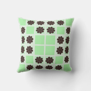 Mint groene crème en chocolade chip quilt patroon kussen