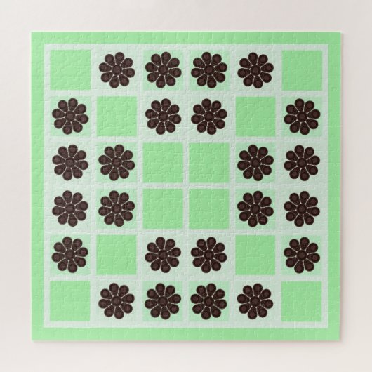 Mint groene crème en chocolade chip quilt patroon legpuzzel (Horizontaal)