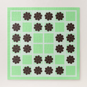 Mint groene crème en chocolade chip quilt patroon legpuzzel