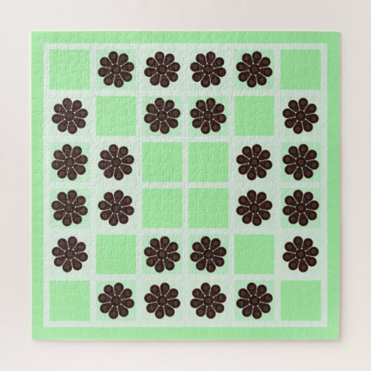 Mint groene crème en chocolade chip quilt patroon legpuzzel (Verticaal)