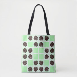 Mint groene crème en chocolade chip quilt patroon tote bag
